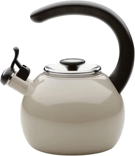 Vista 10 de Circulon Tetera silbante esmaltada en acero con boquilla abatible, 2 cuartos de galón - negro