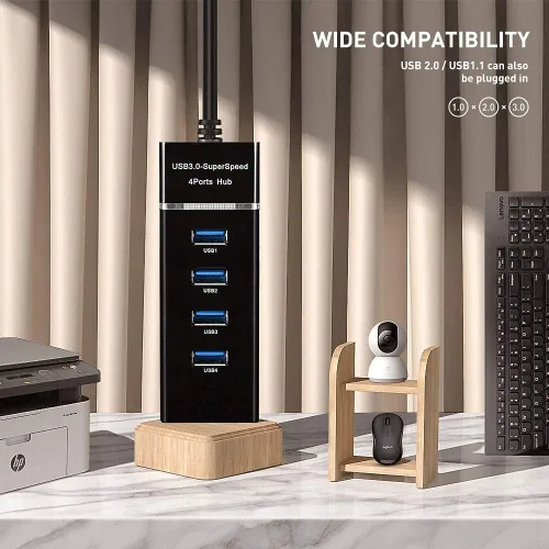 Vista 4 de Adaptador multipuerto dividido de concentrador USB - Divisor USB 3.0 para múltiples puertos a laptop, expansor de puerto A múltiple USB para PS4