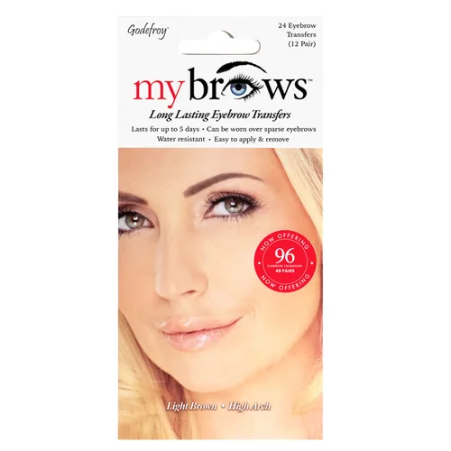 Vista 6 de Godefroy MyBrows Transferencias de cejas de larga duración, arco bajo, marrón oscuro, 48 pares de cejas (96 transferencias individuales)