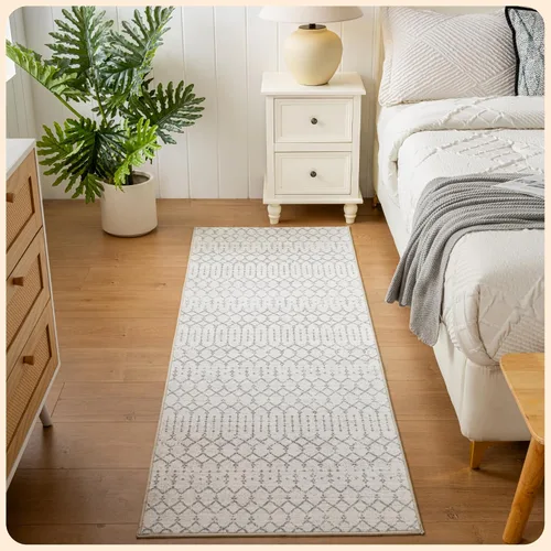 Vista 92 de Istana Alfombra larga antideslizante de 2.5 x 8 para el hogar, para pasillo y cocina, lavable, sedosa y suave al tacto, elegante, color azul y marfil