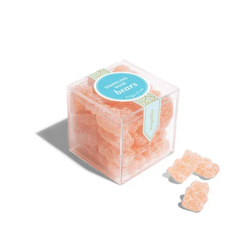 Vista 3 de Sugarfina Sparkling Rosé Bears - Cubo de caramelo pequeño, ositos de goma, 3.0 onzas, 6