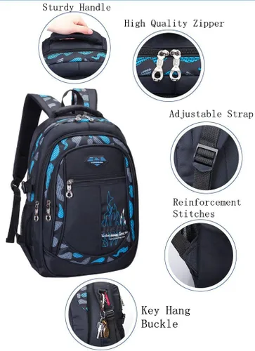 Vista 5 de Mochilas escolares para libros, para estudiantes y niños, Azul