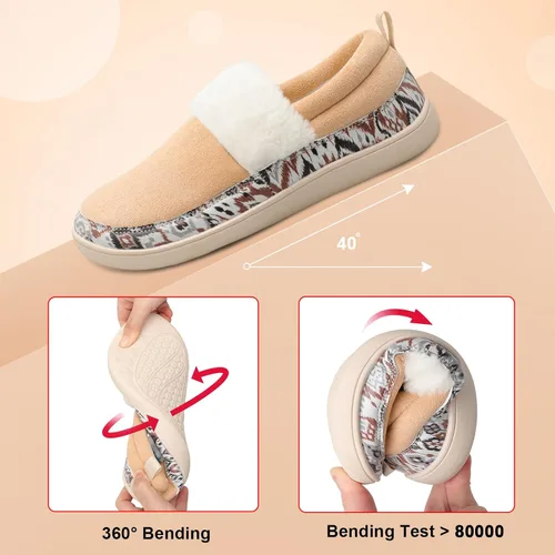 Vista 4 de Scurtain Pantuflas tipo mocasín para mujer, cómodas y cómodas botas de invierno con suela de goma cómoda
