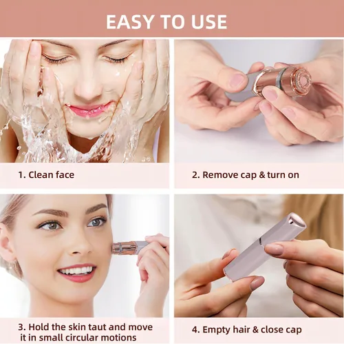 Vista 4 de Remoción de vello facial para mujeres, afeitadora portátil, removedor de pelo sin dolor recargable para la cara, labios superiores, barbilla, pelusa