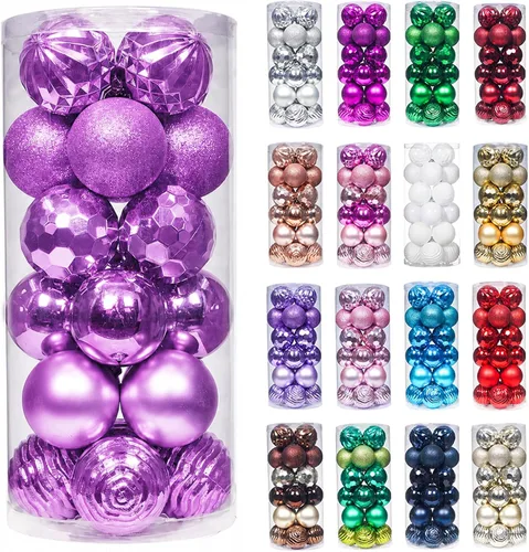 Vista 42 de XmasExp Juego de 24 mini esferas de Navidad inastillables para bolas de árbol de Navidad, 1.18 pulgadas (negro)