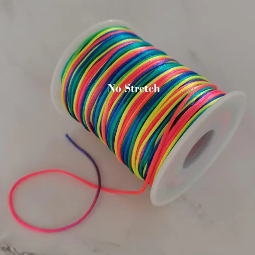 Vista 3 de Cuerda de nailon arcoíris de 328 pies para trenzas de cabello, trenzas de 0.059 pulgadas, hilo de satén para abalorios, pulseras, collares, joyería