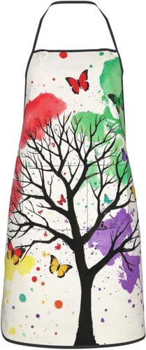Vista 16 de Delantal de artista de pintura colorida con 2 bolsillos, regalos para profesores de arte, estudiantes, pintores, delantales ajustables impermeables