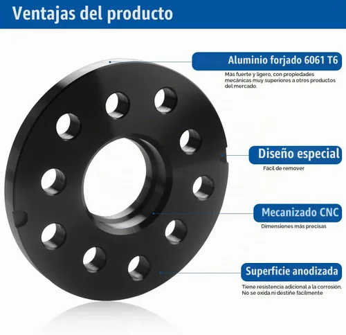 Vista 4 de GAsupply Espaciadores de rueda centrados de 0.591 in 5 x 100 y 5 x 112 Separador forjado de asiento de bola de 14x1.5 (sin pernos)