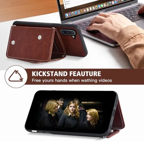 Vista 4 de Asuwish Funda de teléfono para Samsung Galaxy Note 10 5G con protector de pantalla de vidrio templado y tarjetero para tarjeta de crédito, correa