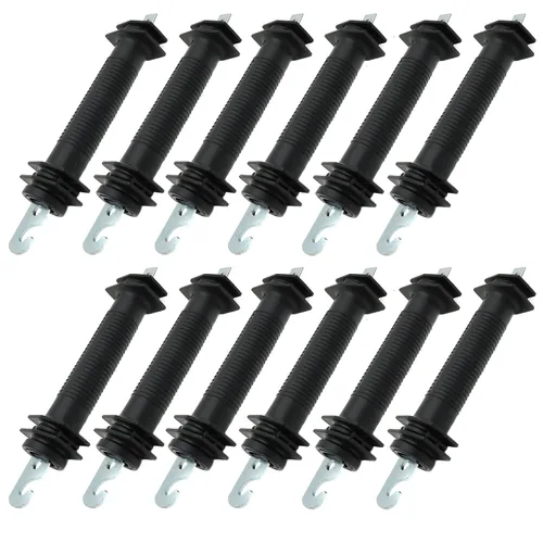 Vista 3 de 2 piezas de valla eléctrica de plástico resistente puerta manija aisladores con resorte (negro)