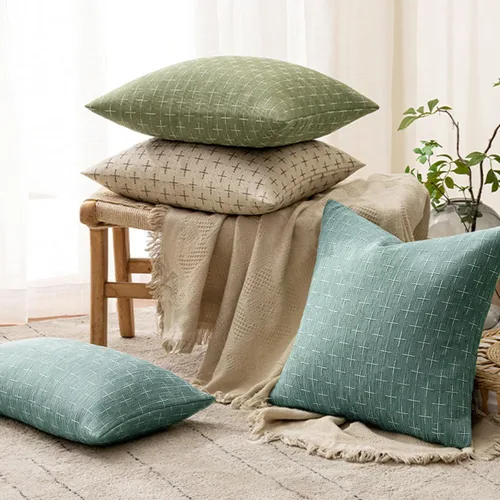 Vista 217 de MIULEE - Juego de 2 fundas de almohada decorativas de lino de arpillera navideñas, modernas, estilo campestre, rústicas, tejidas, con textura