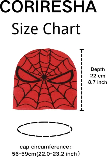 Vista 5 de CORIRESHA Gorros de punto unisex de tela de araña y2k, cálidos y acogedores para otoño e invierno