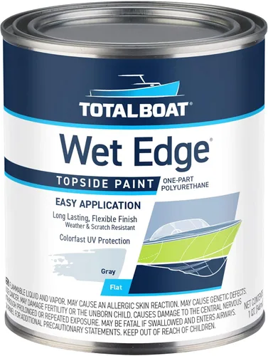 Vista 50 de TotalBoat Wet Edge Topside - Pintura marina con recubrimiento de poliuretano premium para barcos, vehículos recreativos, molduras exteriores, fibra