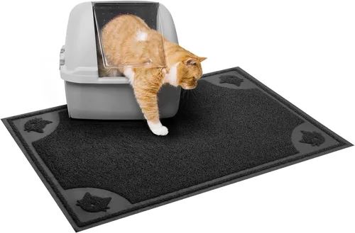 Vista 9 de Mr. Pen - Tapete grande de arena para gatos, 23 x 35 pulgadas, tapete negro para caja de arena para gatos, tapete para atrapar arena para gatos
