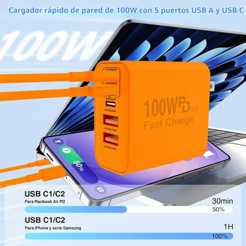 Vista 2 de QZIIW Bloque de cargador rápido de pared USB C, bloque de carga rápida tipo Naranja