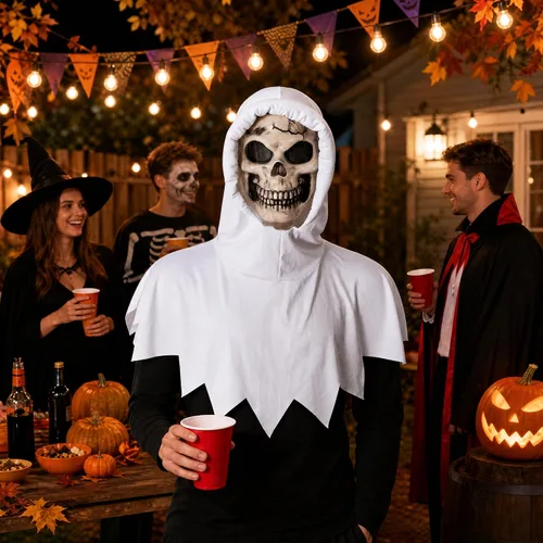 Vista 6 de Juego de 2 máscaras de calavera completa, máscara de esqueleto aterrador