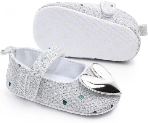 Vista 3 de SABATUTU Vestido de novia de princesa para bebés y niñas, zapatos planos Mary Jane, suela suave, zapatos ligeros y brillantes