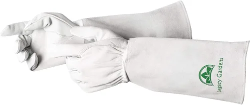 Vista 10 de Guantes de jardinería de cuero para mujeres y hombres, guantes largos de jardín, guanteletes de cuero de vaca resistentes a espinas para poda