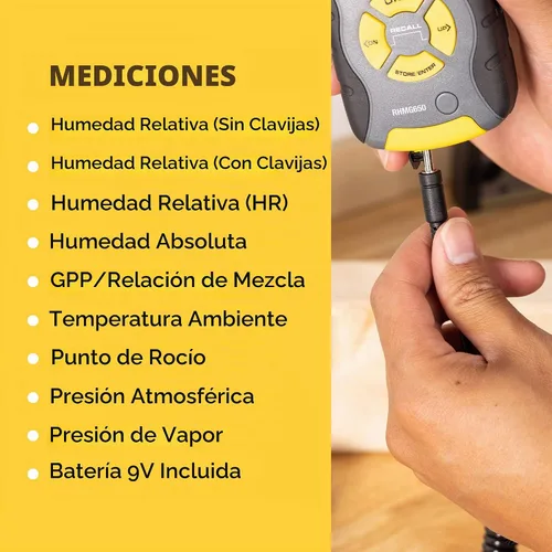 Vista 2 de General Tools Termohigrómetro RHMG650 9 en 1 con medidor de humedad sin