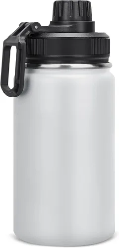 Vista 13 de Botella de agua aislada de 12 onzas, botellas de agua de acero inoxidable de doble pared aislada al vacío, boca ancha, a prueba de fugas, sin BPA
