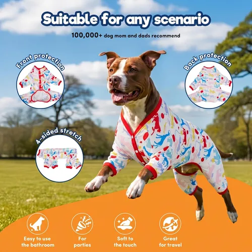 Vista 3 de LovinPet Pijama gigante para perros grandes, camisa de recuperación quirúrgica para perros grandes, pijamas para mascotas para perros, para dejar