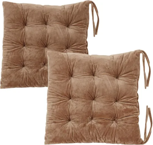 Vista 33 de Juego de 2 cojines para sillas de comedor con lazos, almohadilla antideslizante para silla de cocina para interior y tapete de asiento de comedor