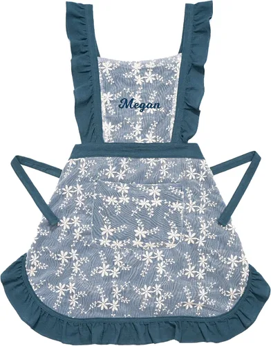 Vista 8 de Delantal vintage para mujer con bolsillos, delantal personalizado con volantes para cocinar, hornear, limpiar, jardinería