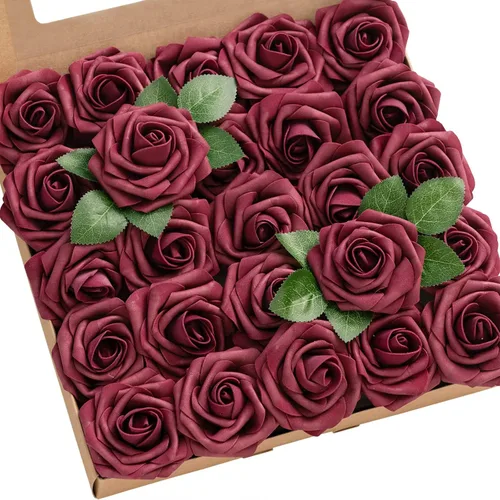 Vista 38 de Ling's Moment - Rosas artificiales de espuma, color negro, de aspecto realista con tallo, para bricolaje, decoración de Halloween, ramos de boda