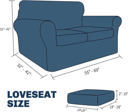 Vista 6 de Jiviner Fundas elásticas para sofá de 3 piezas para sofá de 2 cojines, funda gruesa para sofá biplaza con 2 fundas de cojín para sala de estar, Gris