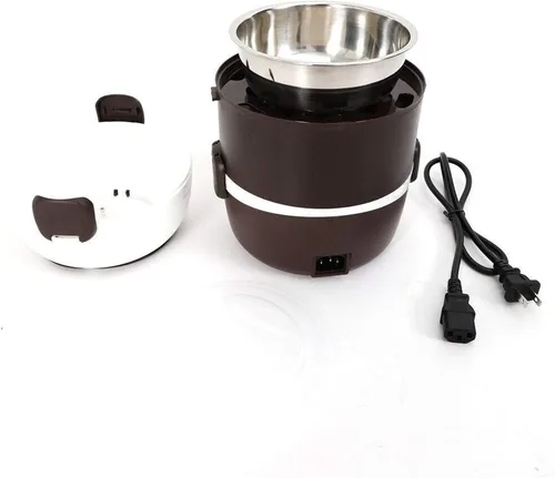 Vista 7 de Calentador eléctrico para alimentos con 3 capas, portátil, olla de arroz, recipientes de acero inoxidable para calentar la oficina en casa, vapor