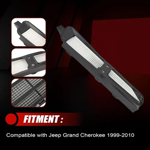 Vista 3 de FZJDSD Kit de carcasa y filtro de aire de cabina negro compatible con Jeep Grand Cherokee 1999-2010# 82208300 82208300K ACC Juego de filtros