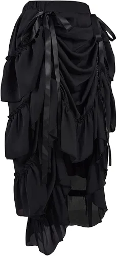 Vista 4 de Cacycasa Disfraz de cosplay victoriano Steampunk para mujer, falda alta y baja