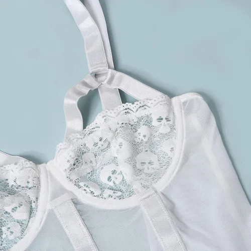 Vista 7 de Lencería de una pieza con liguero para mujer, body de encaje floral con calzones, muñecas de bebé, ropa