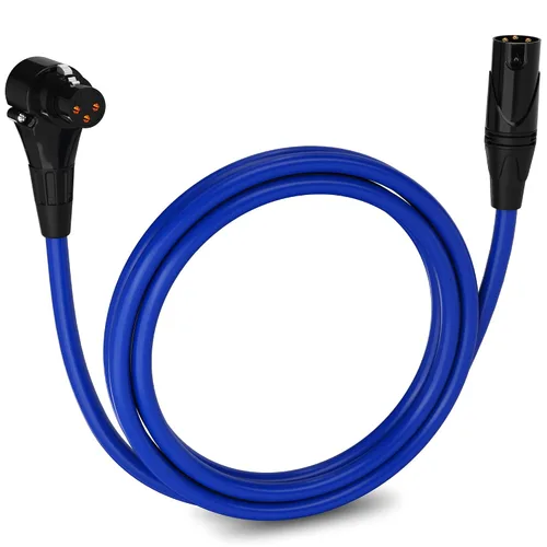 Vista 140 de LyxPro Cable de micrófono XLR hembra a macho de ángulo recto de 3 pines de 1.5 pies para altavoces amplificados, interfaz de audio, rendimiento