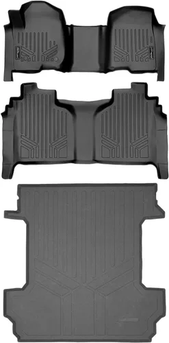 Vista 18 de SMARTLINER Juego de tapetes de piso de recubrimiento, de 2 filas, para Chevrolet Silverado 1500 2007-2013
