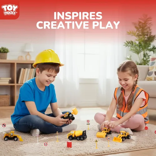 Vista 5 de TOY Life 28 piezas de juguetes de construcción para niños de 3 a 5 años, pequeños vehículos de construcción, juguete de caja de arena para niños