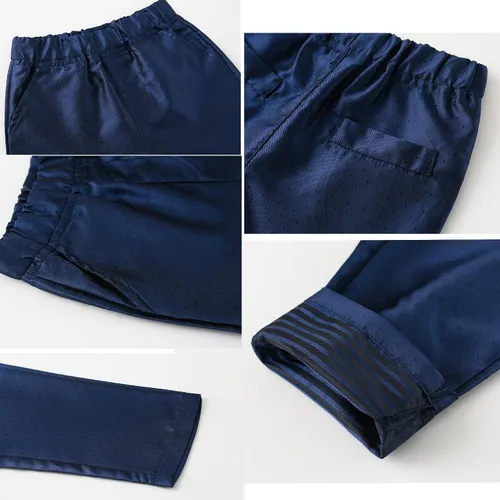 Vista 4 de Kimocat Ropa para bebé niño, traje de caballero esmoquin de manga larga con chaleco, traje de boda, traje de fiesta de cumpleaños Azul 3