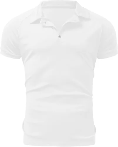 Vista 2 de Camisa polo raglán de ajuste muscular para hombre, casual, de verano, manga corta, cuello de negocios, camiseta atlética, polo de golf