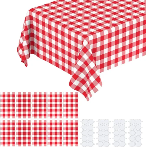 Vista 10 de Paquete de 2 manteles de plástico blanco, 108 x 54 pulgadas, manteles rectangulares desechables bohemios para bodas, pícnics y fiestas