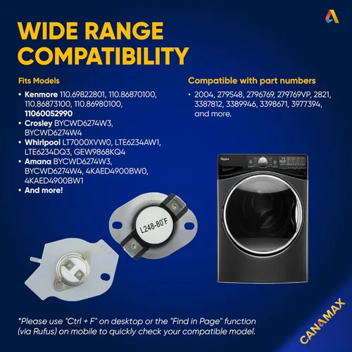 Vista 6 de Canamax 279769 Kit de corte térmico para secadora para Whirlpool Kenmore