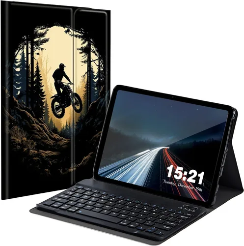 Vista 11 de Funda de teclado para Samsung Galaxy Tab S6 Lite 2022/2020, Galaxy Tab S6 Lite SM-P610/P613/P615/P619 con teclado Bluetooth inalámbrico desmontable