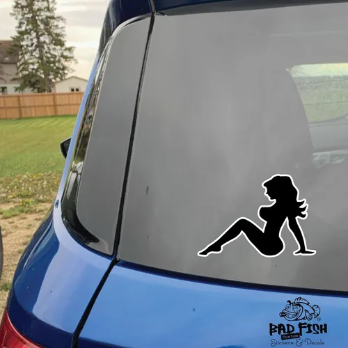 Vista 3 de Paquete de 2 calcomanías sexy para automóvil de niña, divertidas y bonitas, vinilo permanente brillante de alta calidad, impermeable (negro, 1)