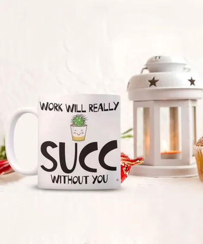 Vista 2 de ODDITEES Taza de café divertida con texto en inglés «Work Will Really Succ Without You», 11 onzas, color blanco