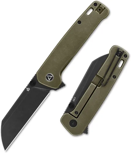 Vista 9 de QSP Penguin Plus - Cuchillo de bolsillo plegable, 3.38 pulgadas CPM20CV, cuchillo EDC de hoja de lavado a la piedra, hoja de aluminio frontal CF