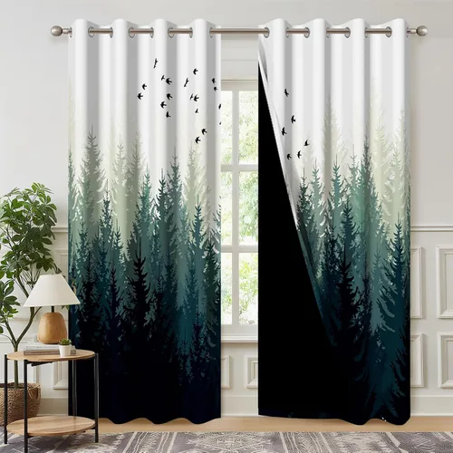 Vista 8 de Cortinas opacas de cascada, impresión 3D, vista de ventana de paisaje natural, cortinas para sala de estar, panel de cortina de río con ojales