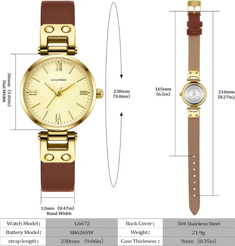 Vista 4 de NN BEN NEVIS Relojes para mujer elegante clásico pequeño reloj de cuero dorado Easy Reader Relojes de pulsera para mujer