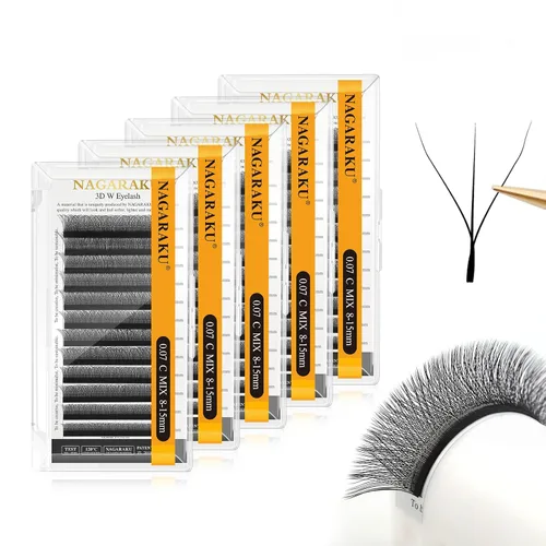 Vista 192 de NAGARAKU Extensiones de pestañas prefabricadas en abanico 3D W 0.05 C 0.315 0.05-C 3D W