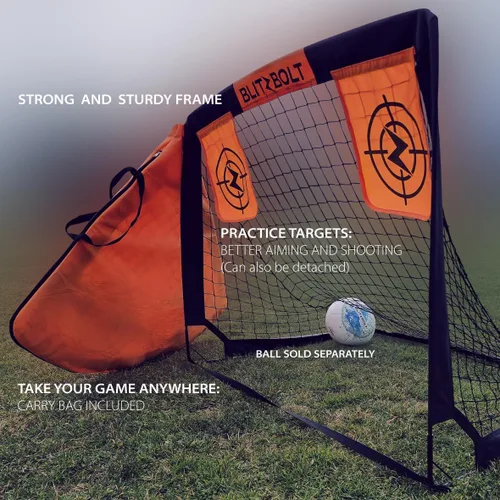 Vista 4 de Portería de fútbol emergente de 4 x 3 pies (47.2 x 35.4 in), portátil, duradera, fácil de instalar, perfecta para niños y adultos, entrenamiento