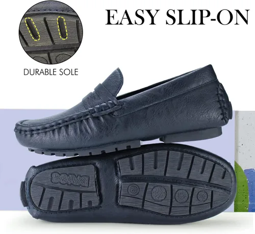 Vista 3 de Hawkwell Kids Casual Penny Loafer Slip On Dress Moccasin Driver Shoes(ToddlerLittle KidBig Kid)