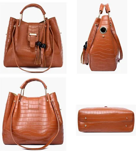 Vista 2 de Bolso de piel sintética para mujer, 3 unidades, con borlas